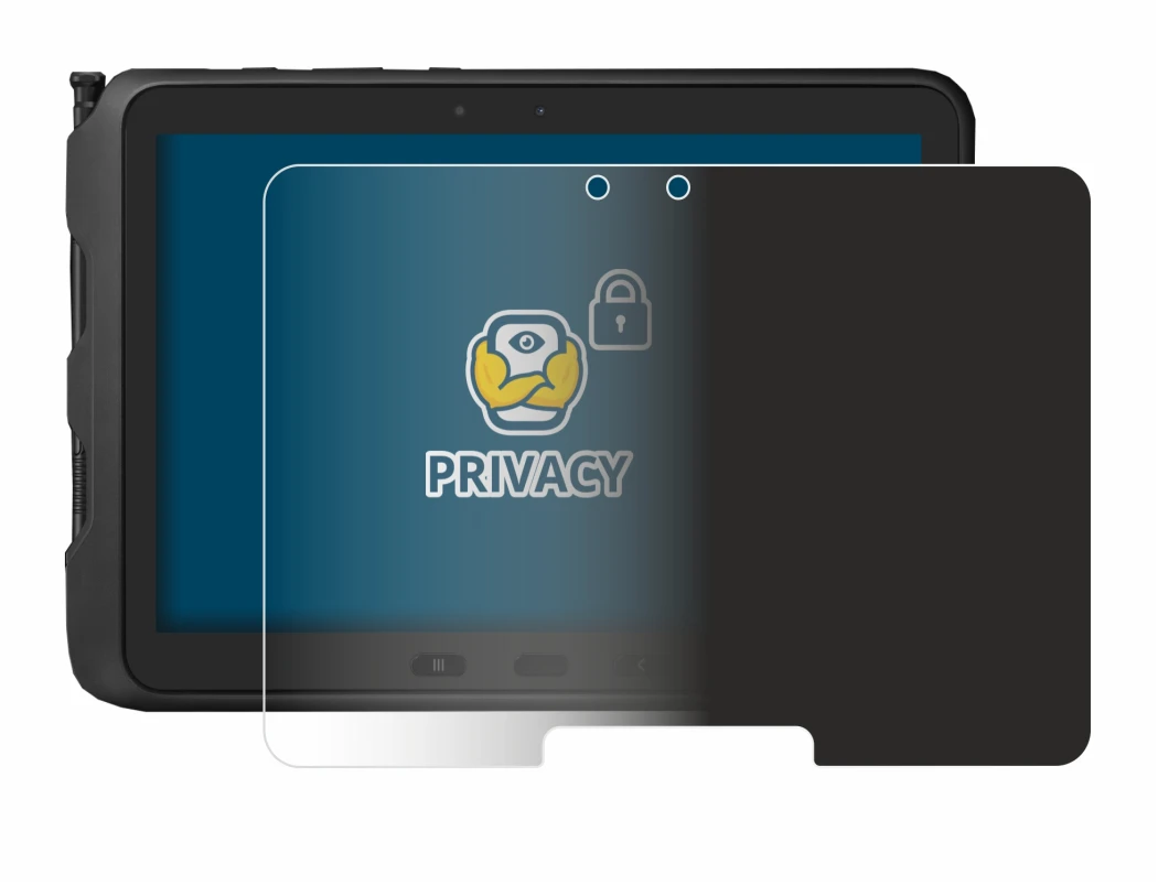 Immagine del dispositivo Samsung Galaxy Tab Active Pro con un'ampia varietà di protezioni per lo schermo.