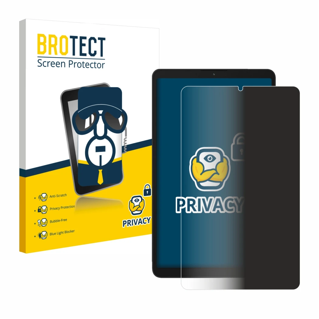 Parte frontale di una confezione del prodotto con il logo del marchio BROTECT. Accanto è raffigurato il dispositivo Samsung Ga