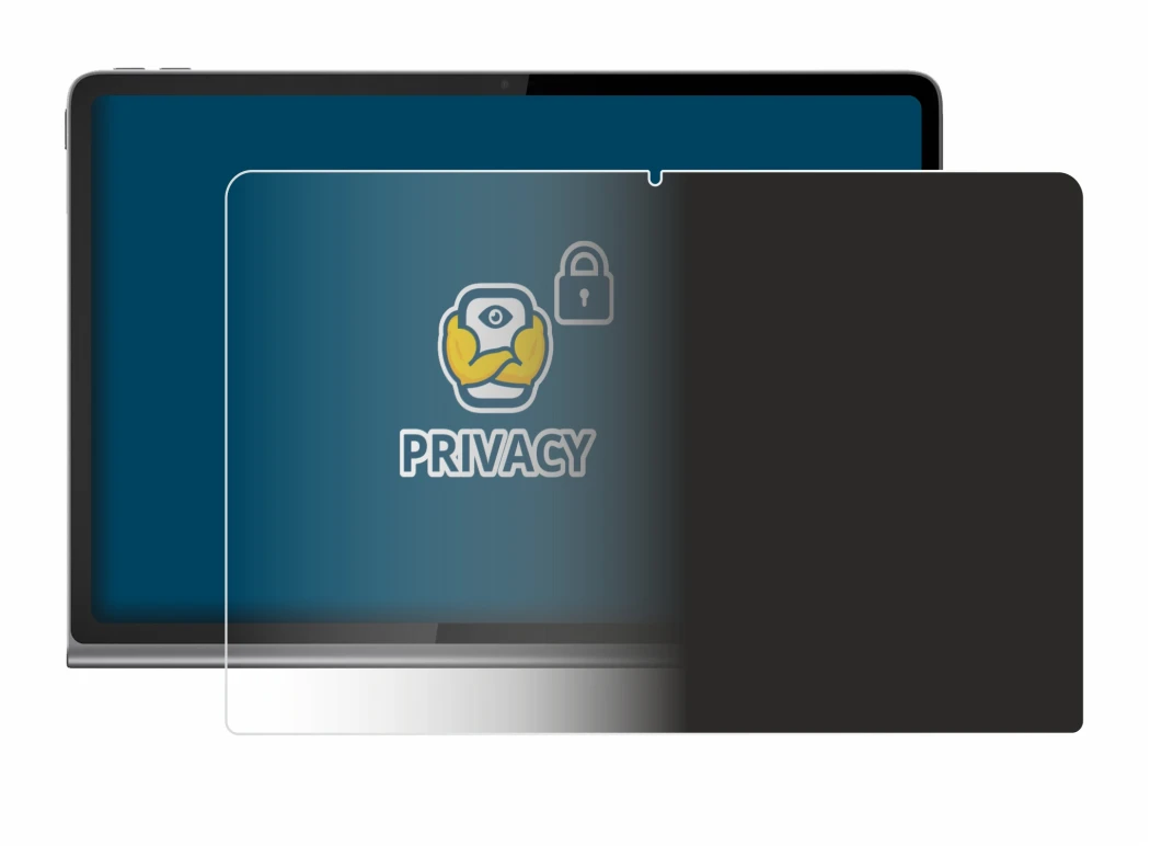 Immagine del dispositivo Lenovo Tab Plus con un'ampia varietà di protezioni per lo schermo.