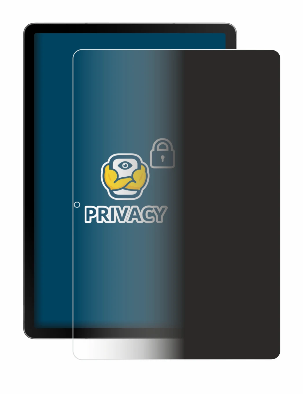 Immagine del dispositivo Samsung Galaxy Tab S10 Lite (ritratto) con un'ampia varietà di protezioni per lo schermo.