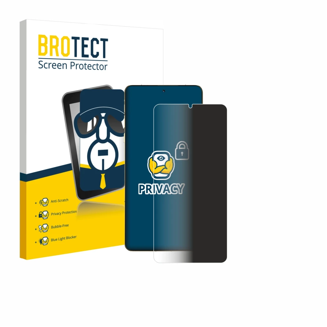 Parte frontale di una confezione del prodotto con il logo del marchio BROTECT. Accanto è raffigurato il dispositivo Motorola S