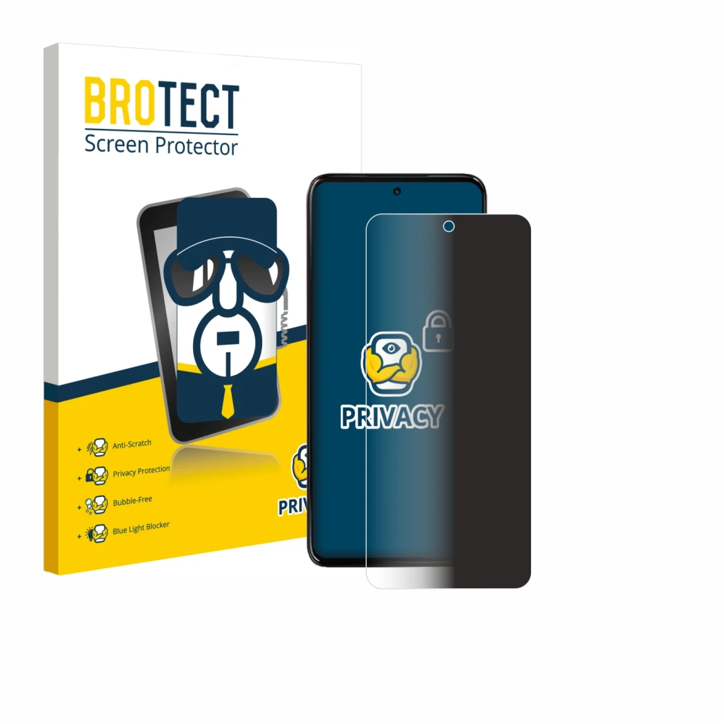 Parte frontale di una confezione del prodotto con il logo del marchio BROTECT. Accanto è raffigurato il dispositivo Motorola M