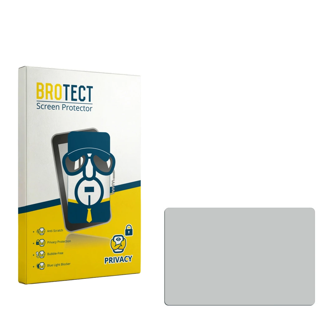 Parte frontale di una confezione del prodotto con il logo del marchio BROTECT. Accanto si trova la protezione per lo schermo c