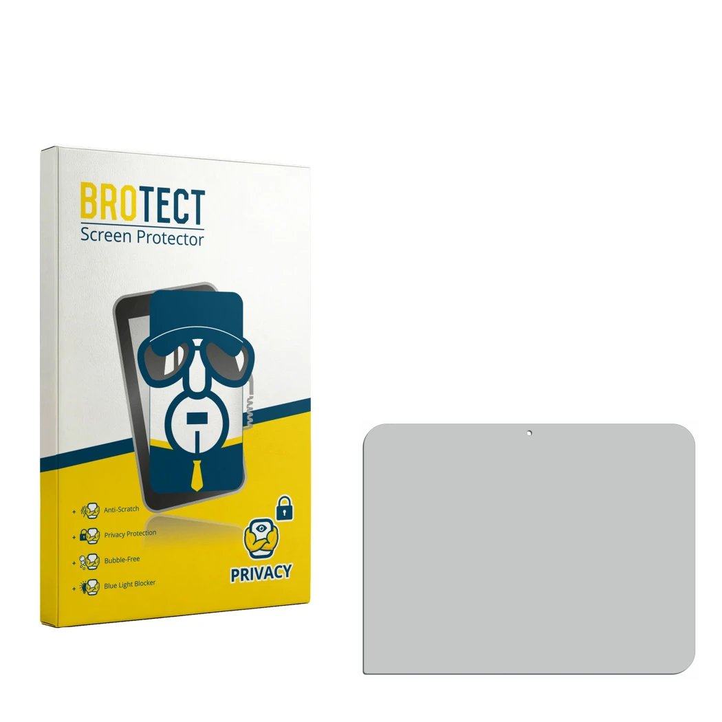 Parte frontale di una confezione del prodotto con il logo del marchio BROTECT. Accanto si trova la protezione per lo schermo c