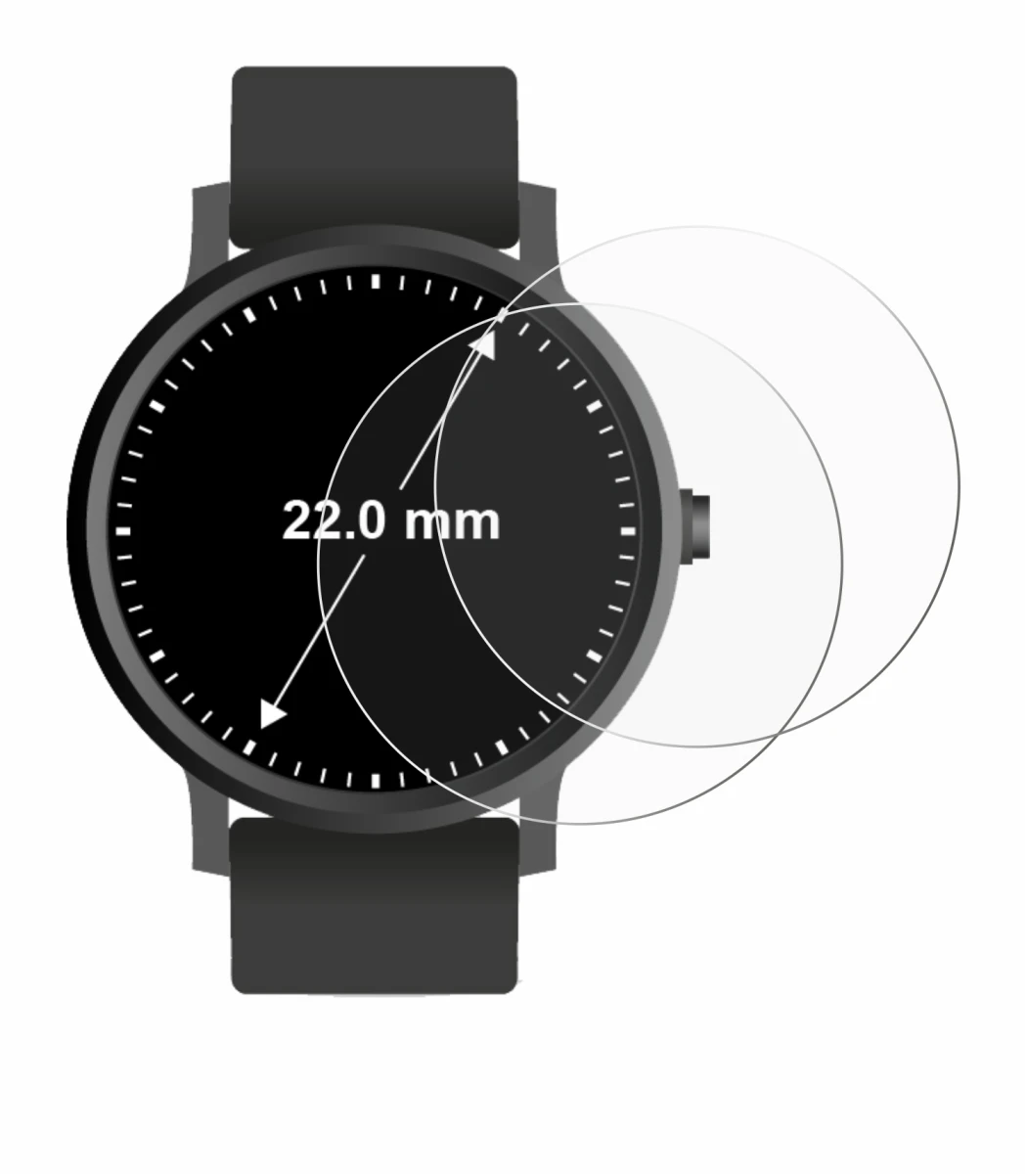 Immagine del dispositivo Orologi (Circolare, ø: 22 mm) con un'ampia varietà di protezioni per lo schermo.