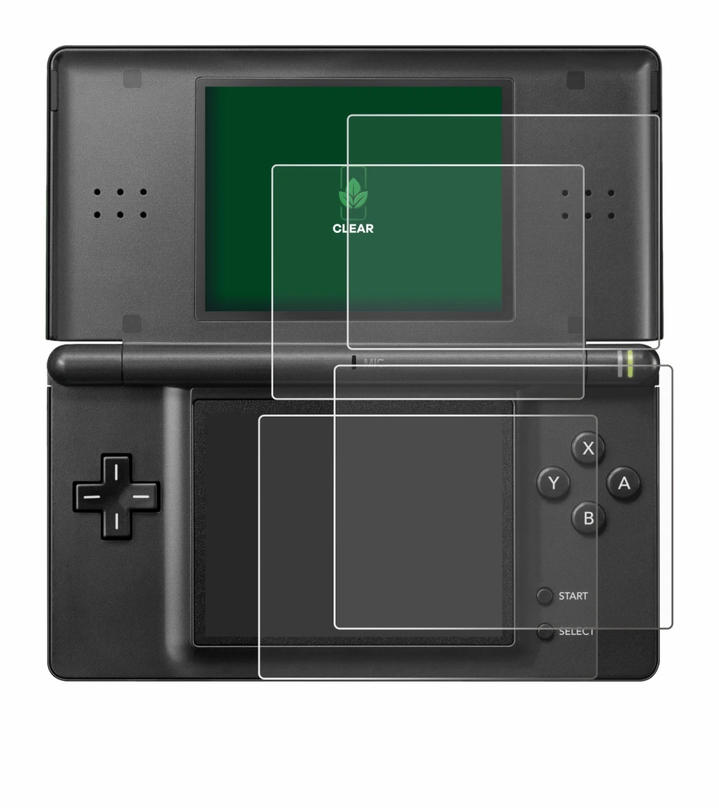 Immagine del dispositivo Nintendo DS LITE con un'ampia varietà di protezioni per lo schermo.