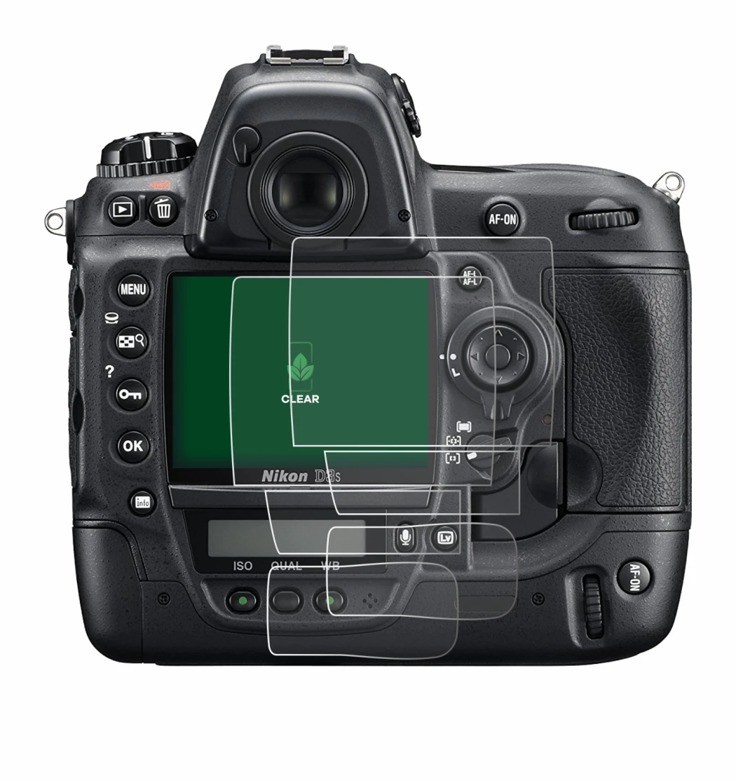 Immagine del dispositivo Nikon D3S con un'ampia varietà di protezioni per lo schermo.