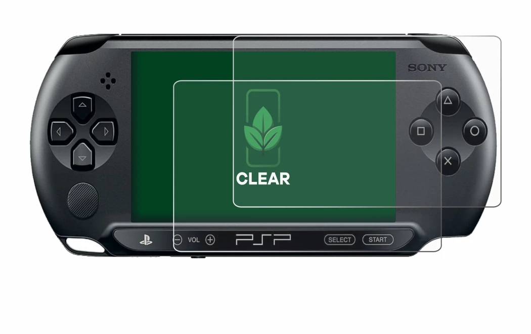 Immagine del dispositivo Sony PSP 1004 con un'ampia varietà di protezioni per lo schermo.