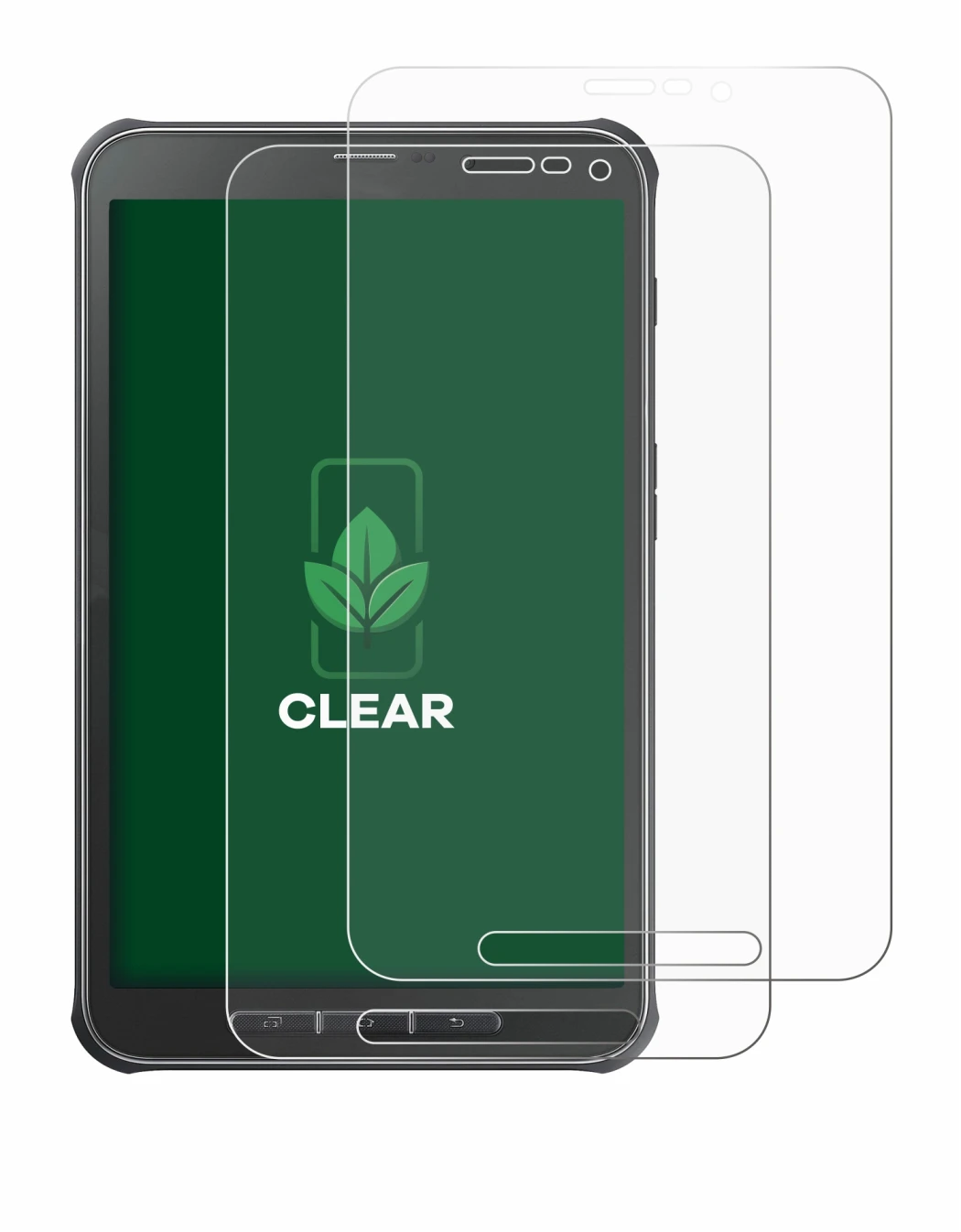 Immagine del dispositivo Samsung Galaxy Tab Active SM-T365 con un'ampia varietà di protezioni per lo schermo.