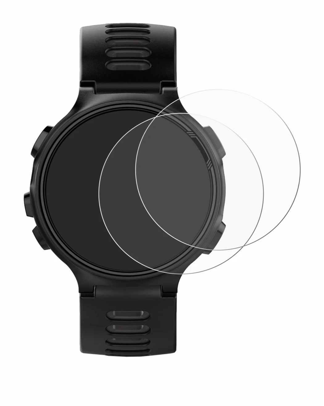 Immagine del dispositivo Garmin Forerunner 735XT con un'ampia varietà di protezioni per lo schermo.