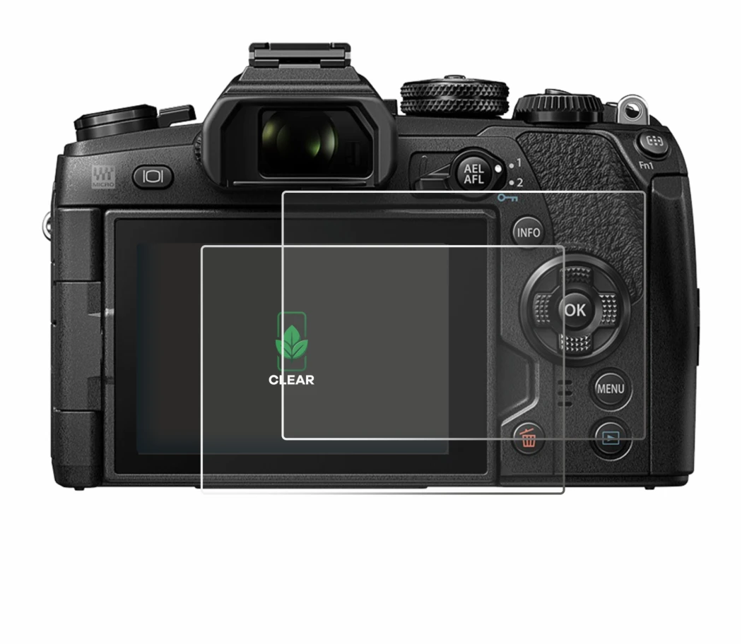 Immagine del dispositivo Olympus OM-D E-M1 Mark II con un'ampia varietà di protezioni per lo schermo.
