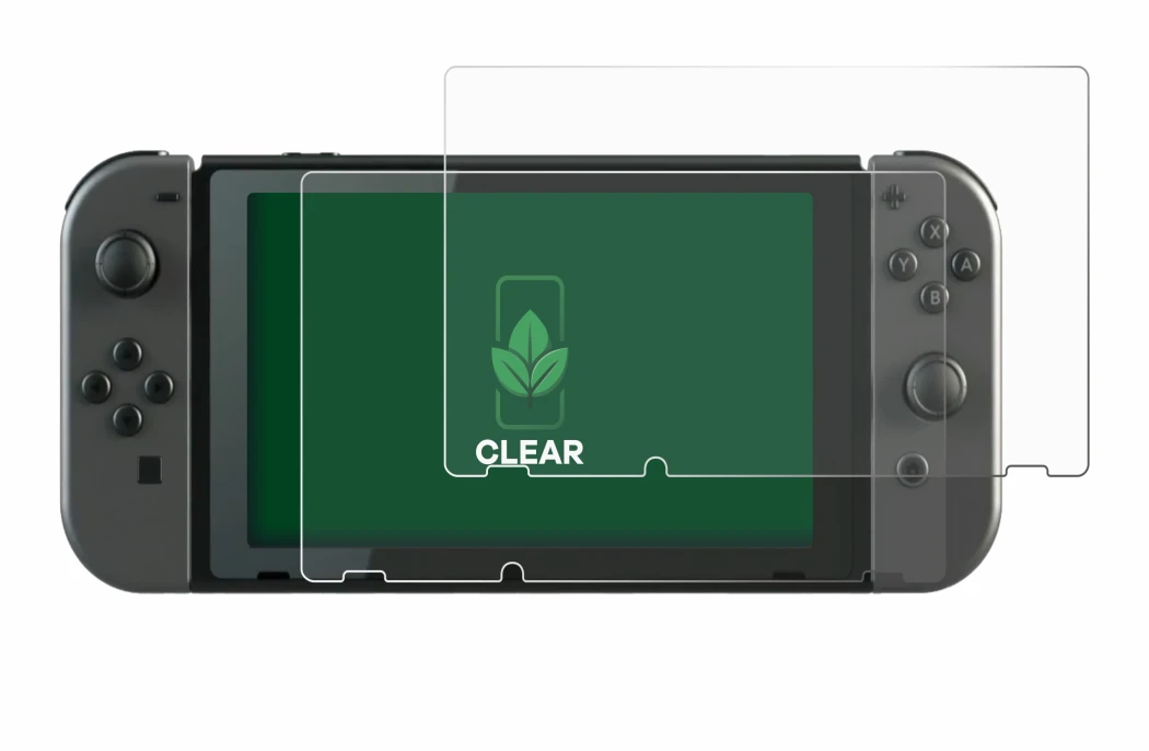 Immagine del dispositivo Nintendo Switch con un'ampia varietà di protezioni per lo schermo.