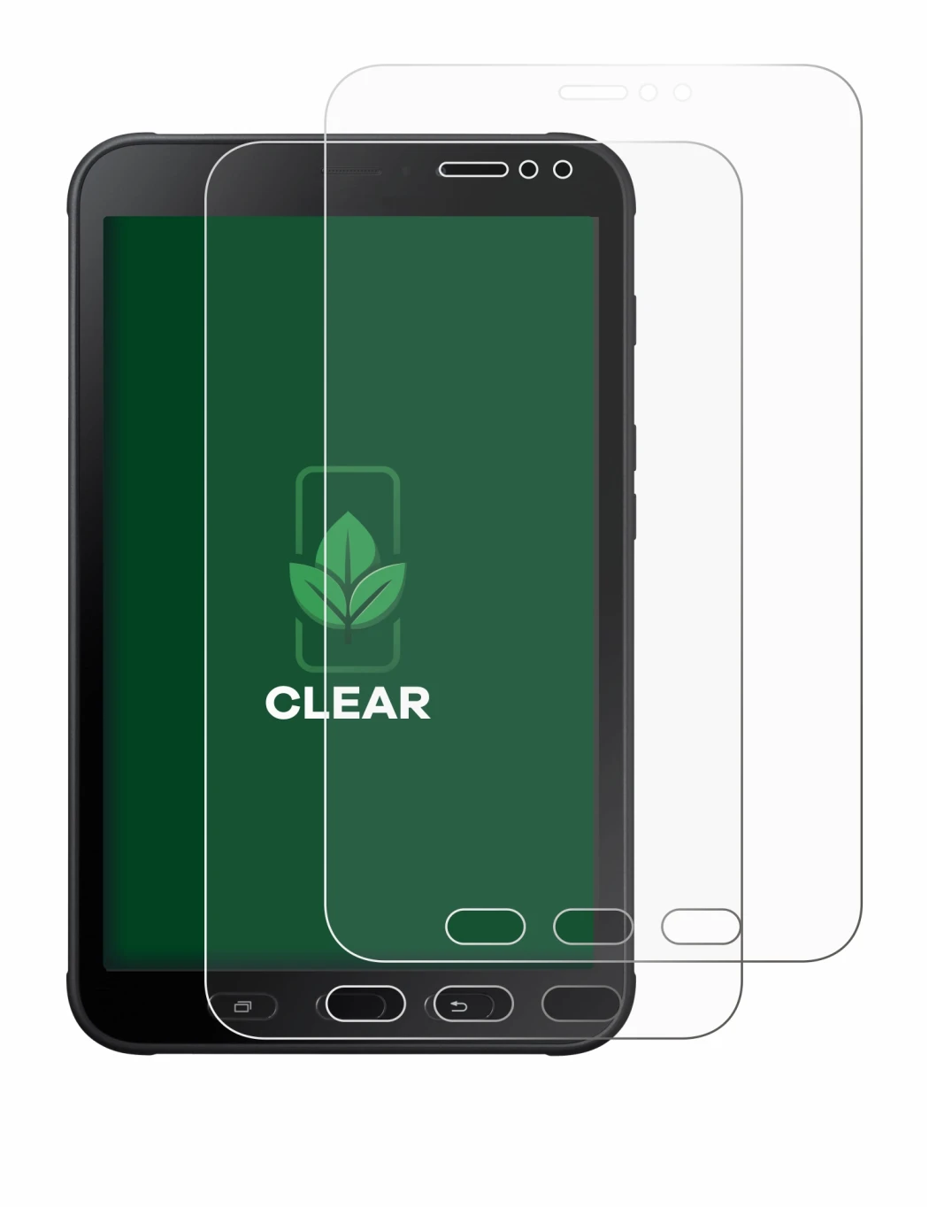 Immagine del dispositivo Samsung Galaxy Tab Active 2 con un'ampia varietà di protezioni per lo schermo.