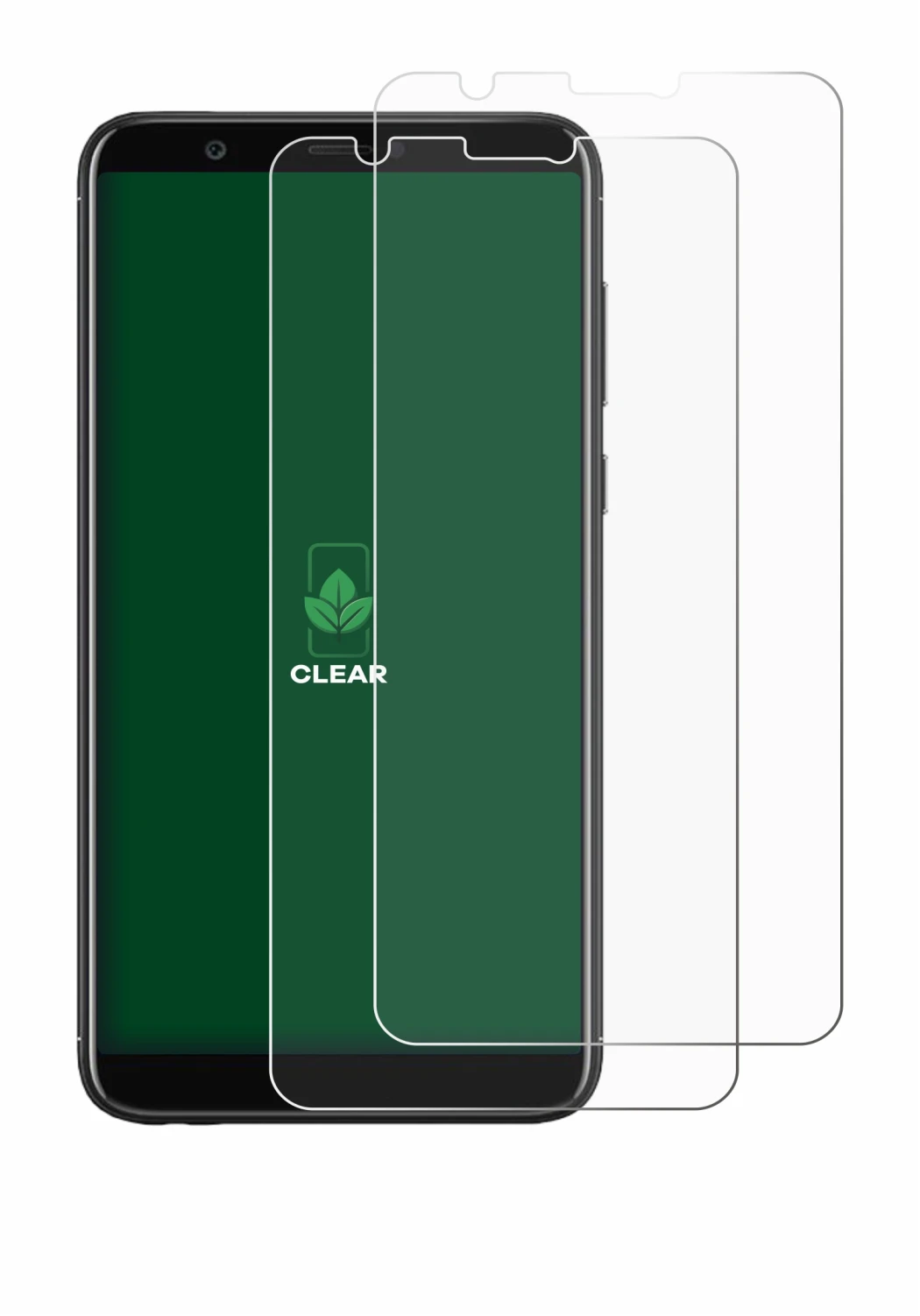 Immagine del dispositivo Huawei P smart 2018 con un'ampia varietà di protezioni per lo schermo.