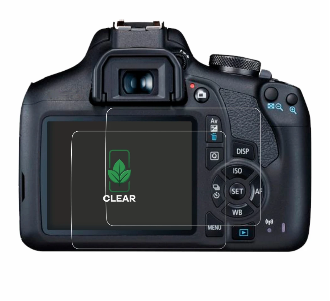 Immagine del dispositivo Canon EOS 2000D con un'ampia varietà di protezioni per lo schermo.