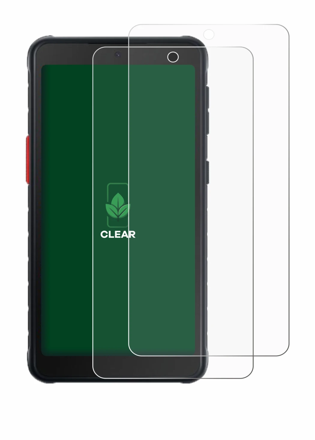 Immagine del dispositivo Samsung Galaxy XCover 5 con un'ampia varietà di protezioni per lo schermo.