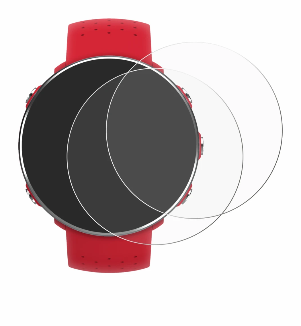 Immagine del dispositivo Polar Vantage M con un'ampia varietà di protezioni per lo schermo.