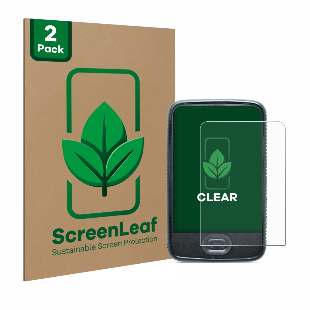 Parte frontale di una confezione del prodotto con il logo del marchio ScreenLeaf. Accanto è raffigurato il dispositivo Dexcom 