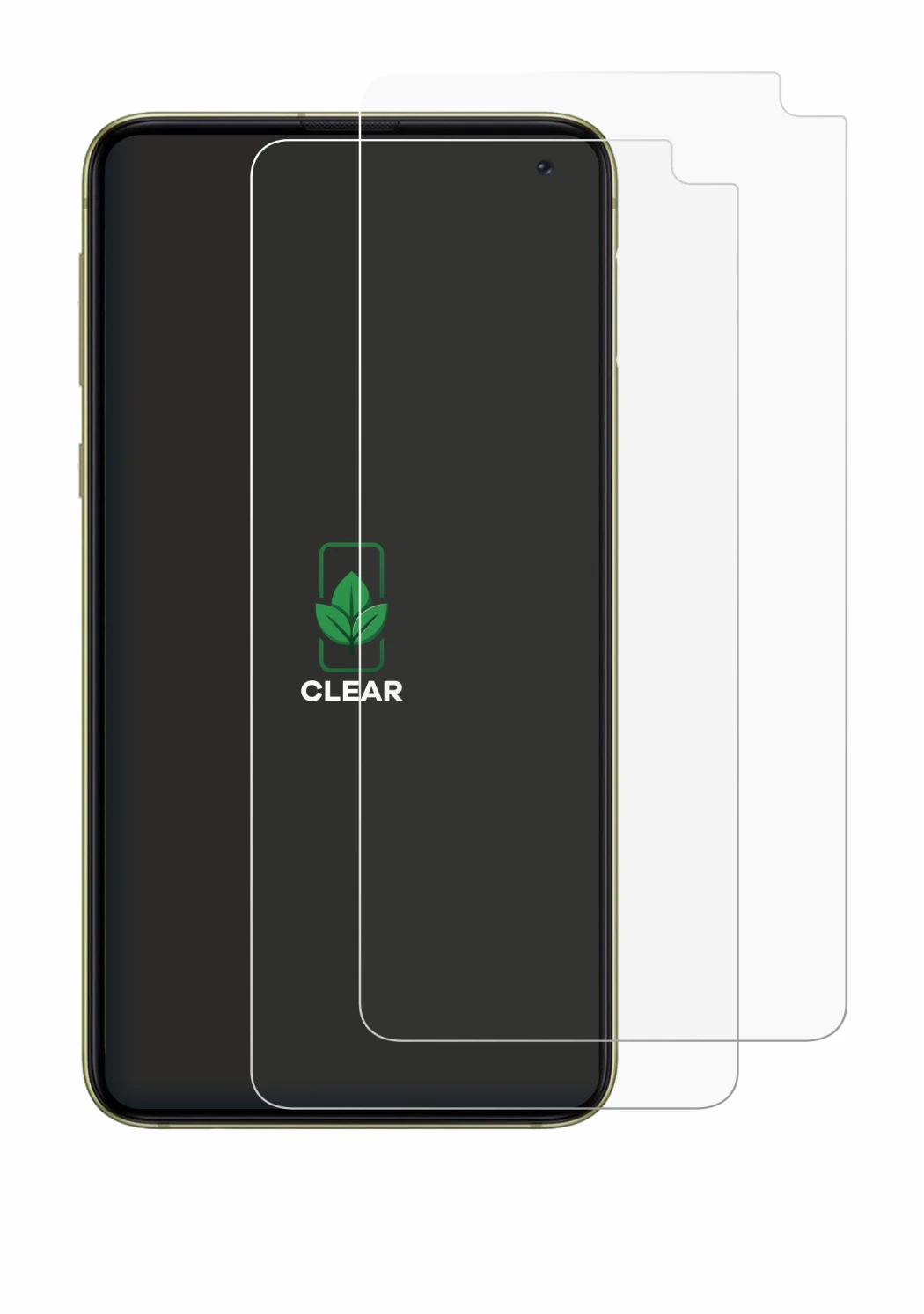 Immagine del dispositivo Samsung Galaxy S10e con un'ampia varietà di protezioni per lo schermo.