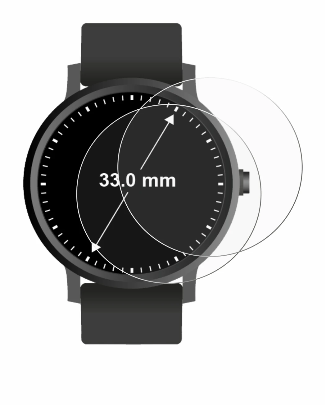 Immagine del dispositivo Circolare Displays (ø: 33 mm) con un'ampia varietà di protezioni per lo schermo.