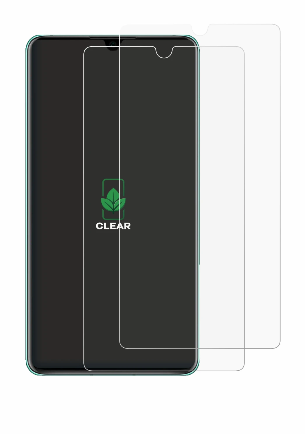 Immagine del dispositivo Huawei P30 con un'ampia varietà di protezioni per lo schermo.