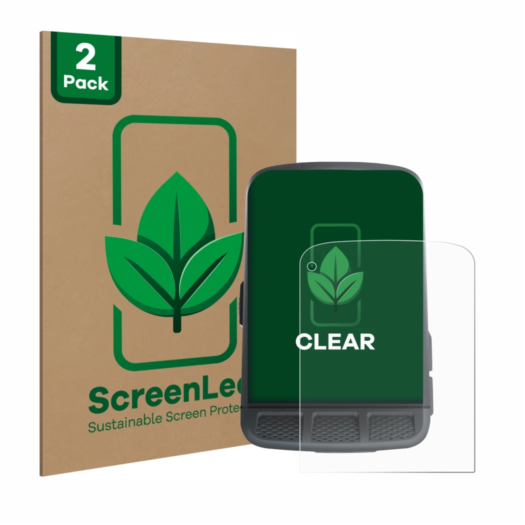 Parte frontale di una confezione del prodotto con il logo del marchio ScreenLeaf. Accanto è raffigurato il dispositivo Wahoo E