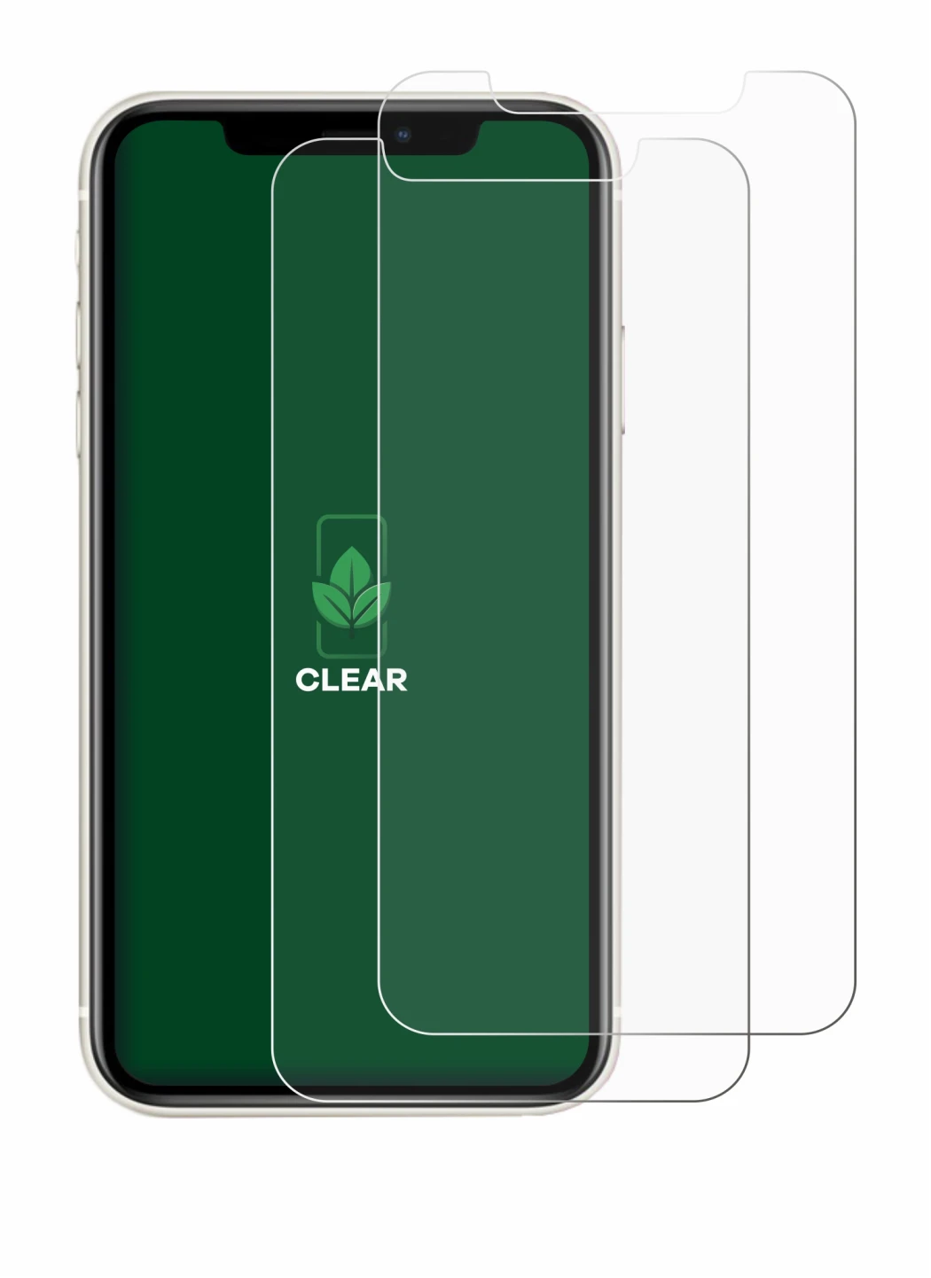 Immagine del dispositivo Apple iPhone 11 con un'ampia varietà di protezioni per lo schermo.