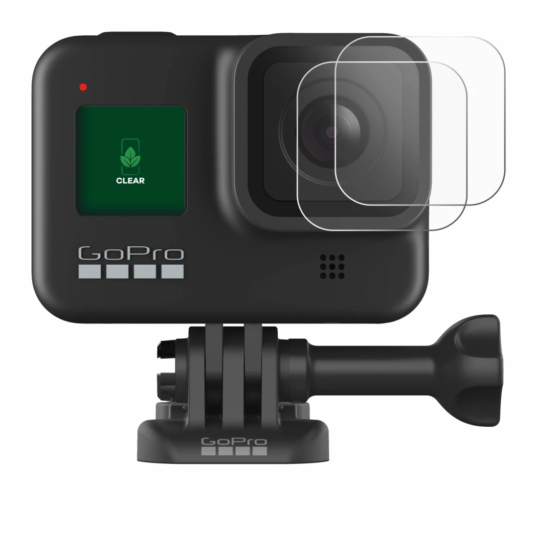 Immagine del dispositivo GoPro Hero 8 Black (Lente) con un'ampia varietà di protezioni per lo schermo.