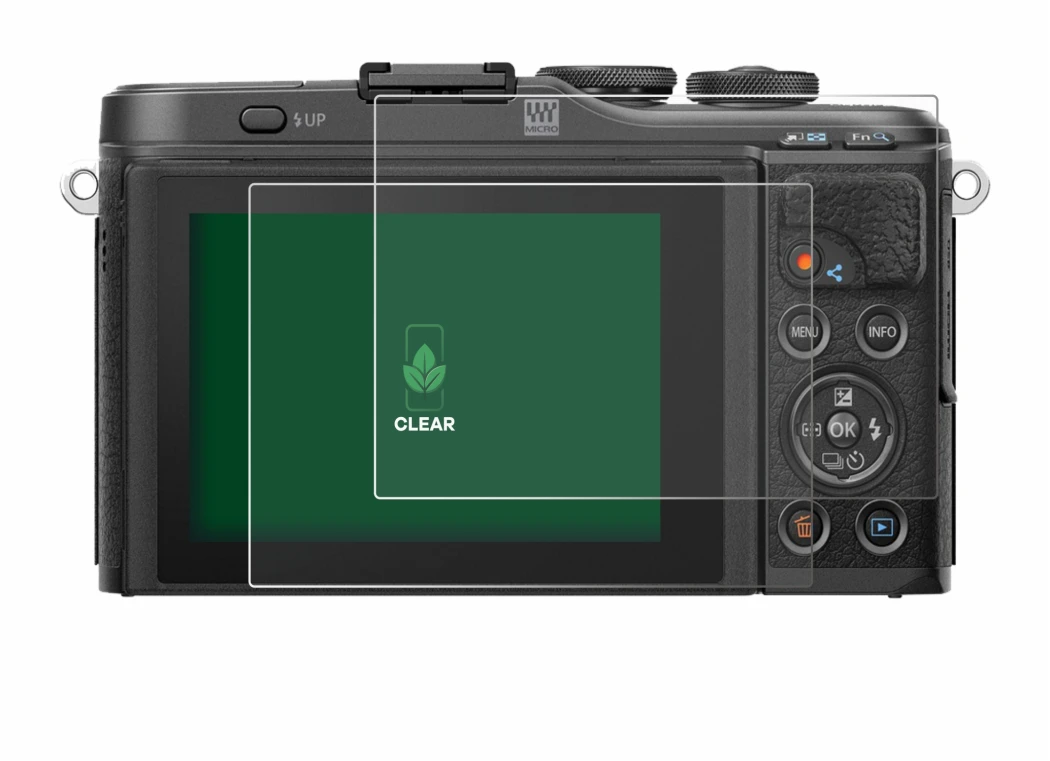 Immagine del dispositivo Olympus PEN E-PL10 con un'ampia varietà di protezioni per lo schermo.