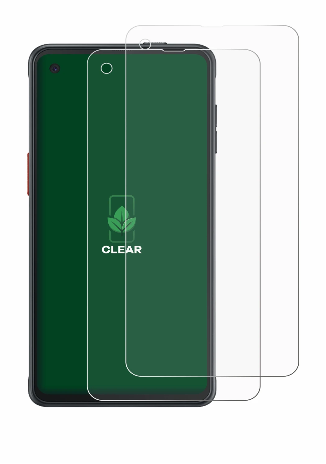 Immagine del dispositivo Samsung Galaxy XCover Pro con un'ampia varietà di protezioni per lo schermo.