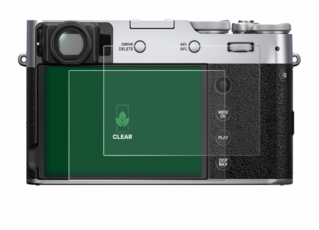 Immagine del dispositivo Fujifilm X100V con un'ampia varietà di protezioni per lo schermo.
