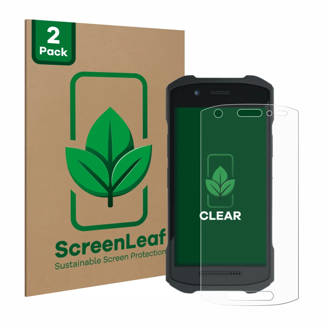 Parte frontale di una confezione del prodotto con il logo del marchio ScreenLeaf. Accanto è raffigurato il dispositivo Zebra T