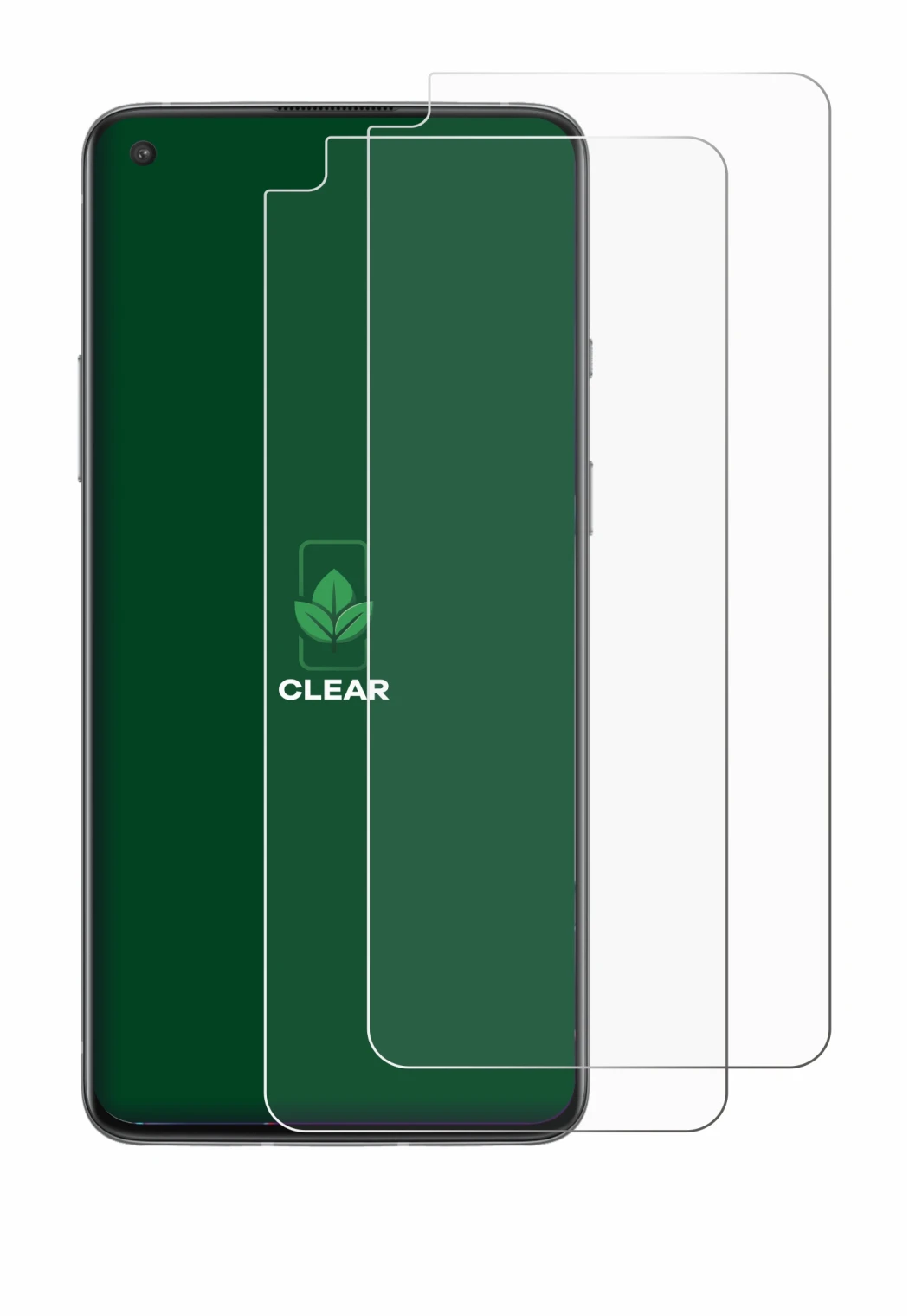 Immagine del dispositivo OnePlus 8T con un'ampia varietà di protezioni per lo schermo.