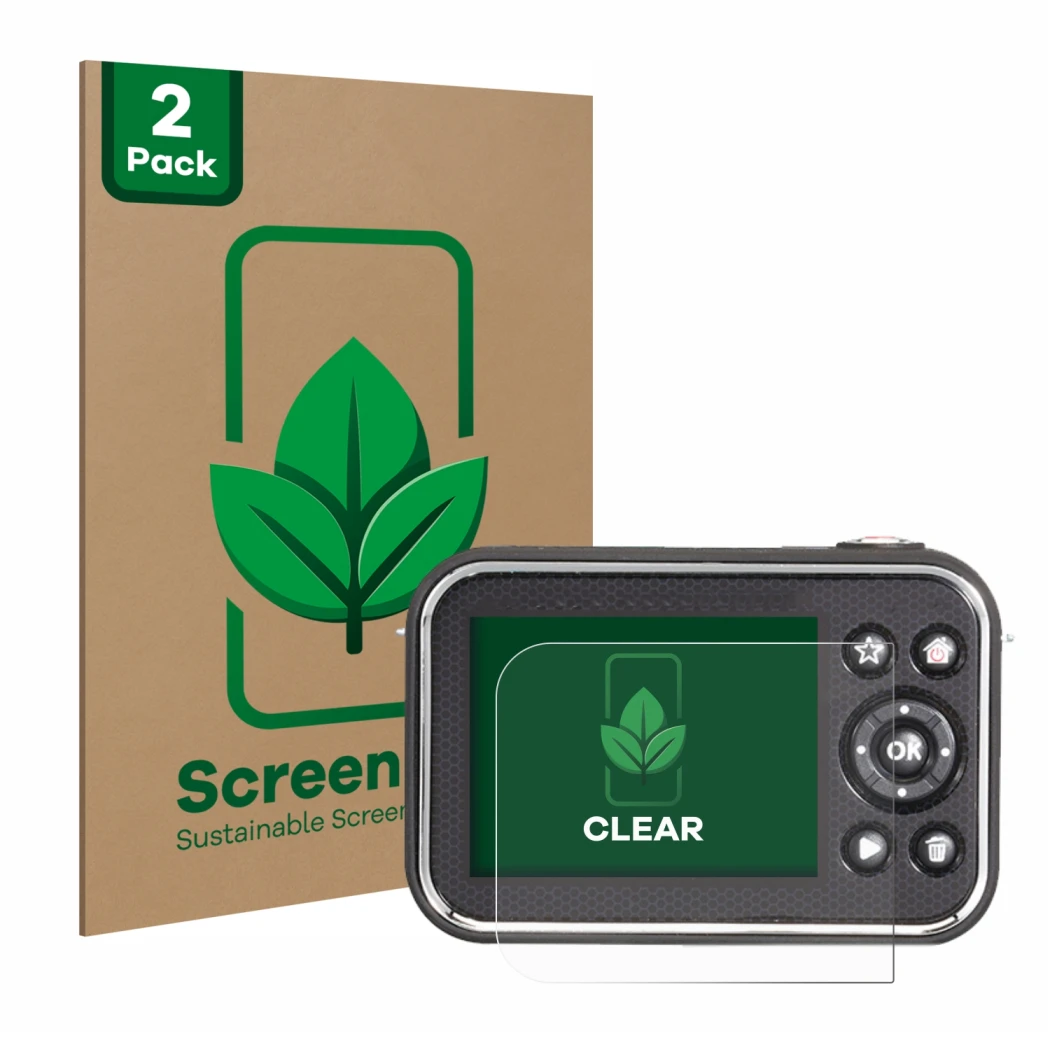 Parte frontale di una confezione del prodotto con il logo del marchio ScreenLeaf. Accanto è raffigurato il dispositivo Vtech K