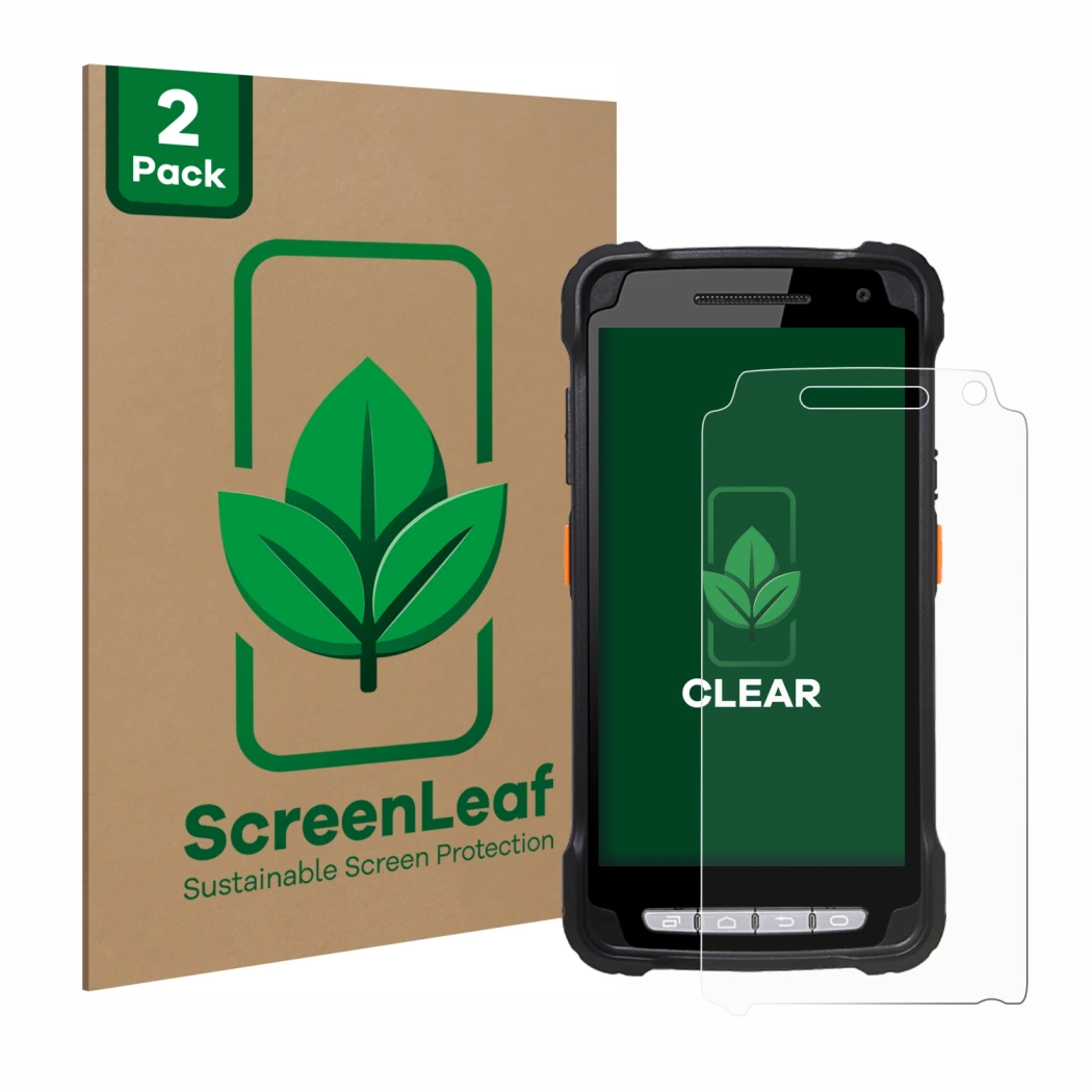 Parte frontale di una confezione del prodotto con il logo del marchio ScreenLeaf. Accanto è raffigurato il dispositivo Point M