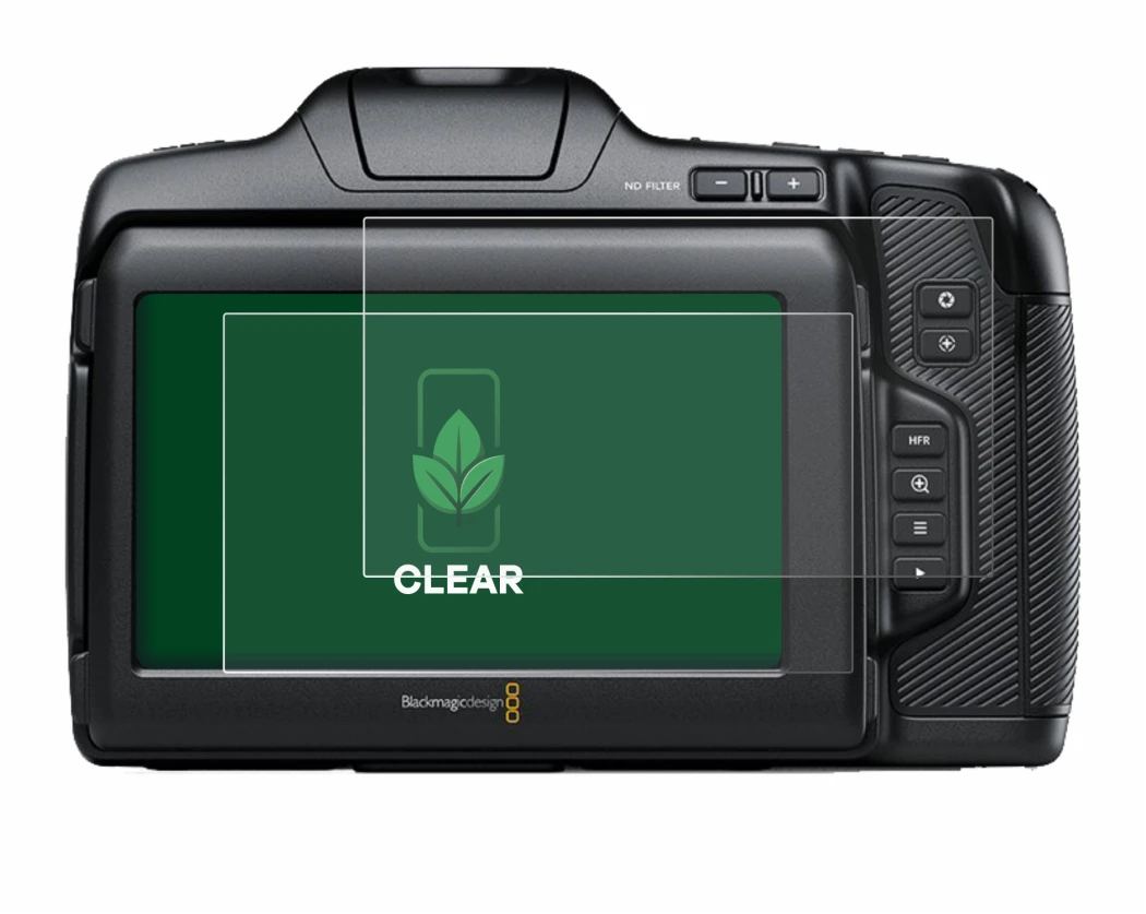Immagine del dispositivo Blackmagic Pocket Cinema Camera 6K Pro con un'ampia varietà di protezioni per lo schermo.