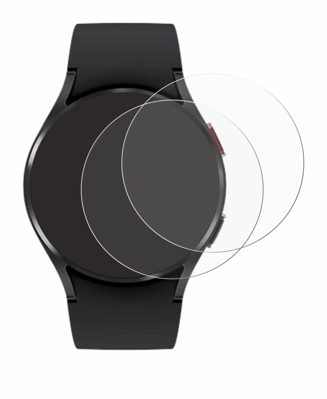 Immagine del dispositivo Samsung Galaxy Watch 4 (40mm) con un'ampia varietà di protezioni per lo schermo.