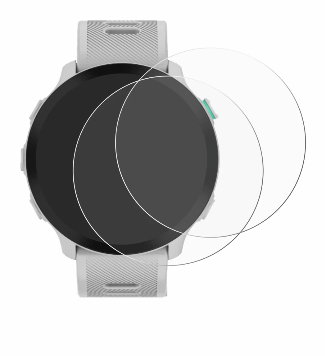 Immagine del dispositivo Garmin Forerunner 55 con un'ampia varietà di protezioni per lo schermo.