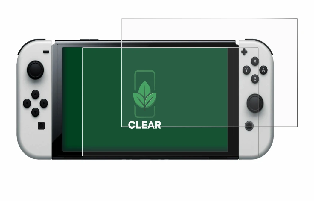Immagine del dispositivo Nintendo Switch OLED-Modell con un'ampia varietà di protezioni per lo schermo.