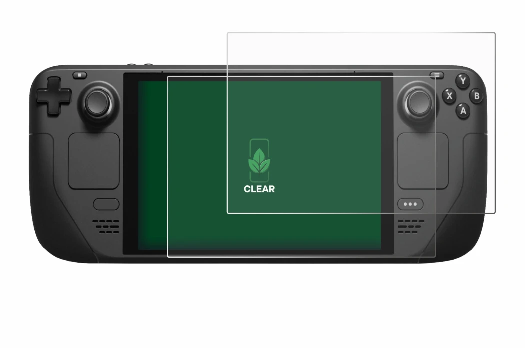 Immagine del dispositivo Valve Steam Deck con un'ampia varietà di protezioni per lo schermo.