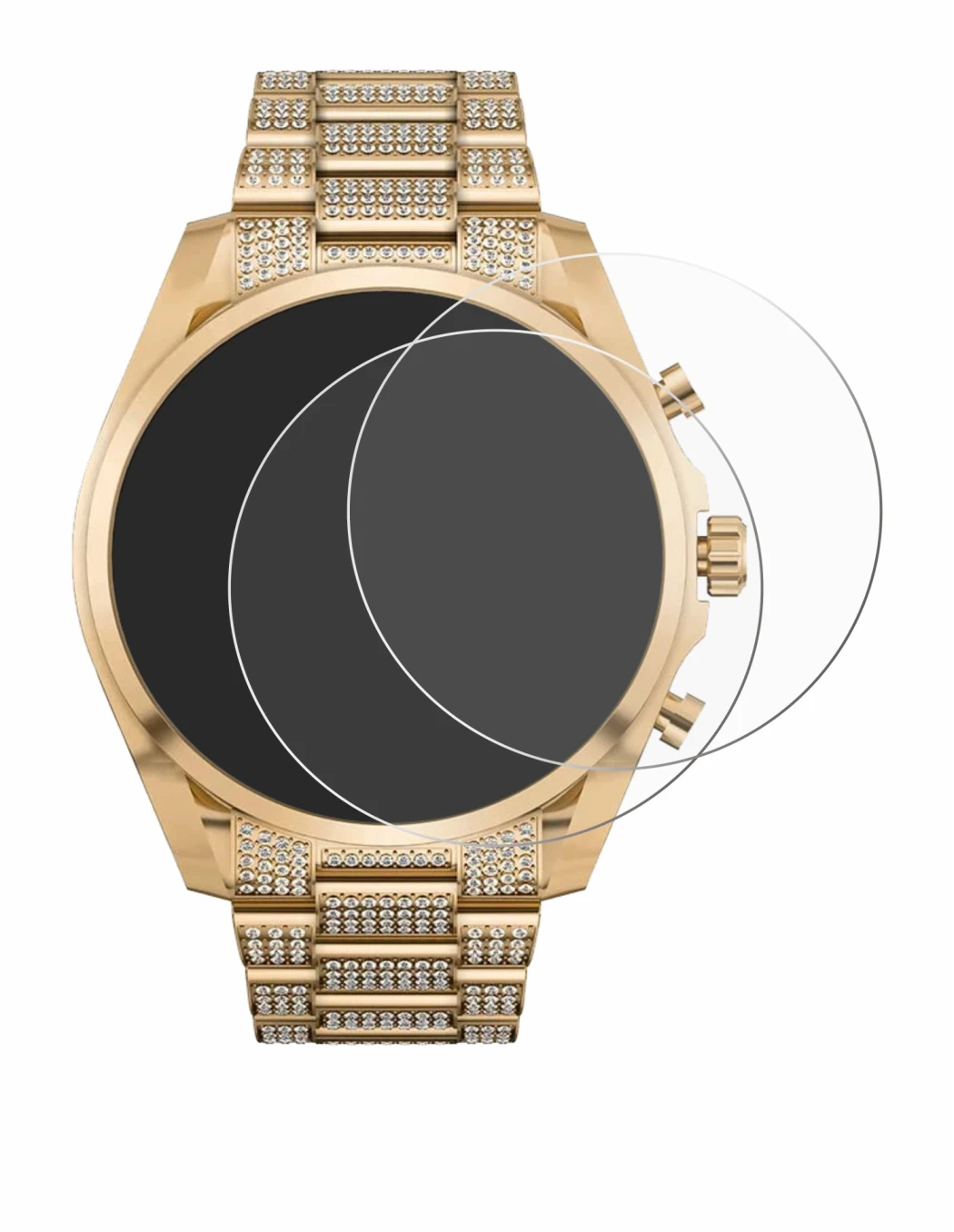 Immagine del dispositivo Michael Kors Access Gen 6 Bradshaw con un'ampia varietà di protezioni per lo schermo.