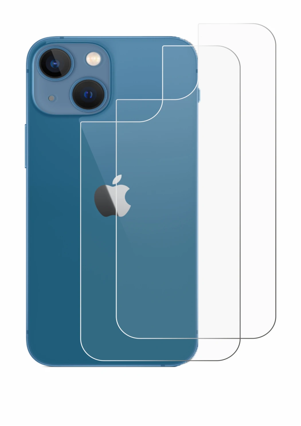 Immagine del dispositivo Apple iPhone 13 mini (Posteriore) con un'ampia varietà di protezioni per lo schermo.
