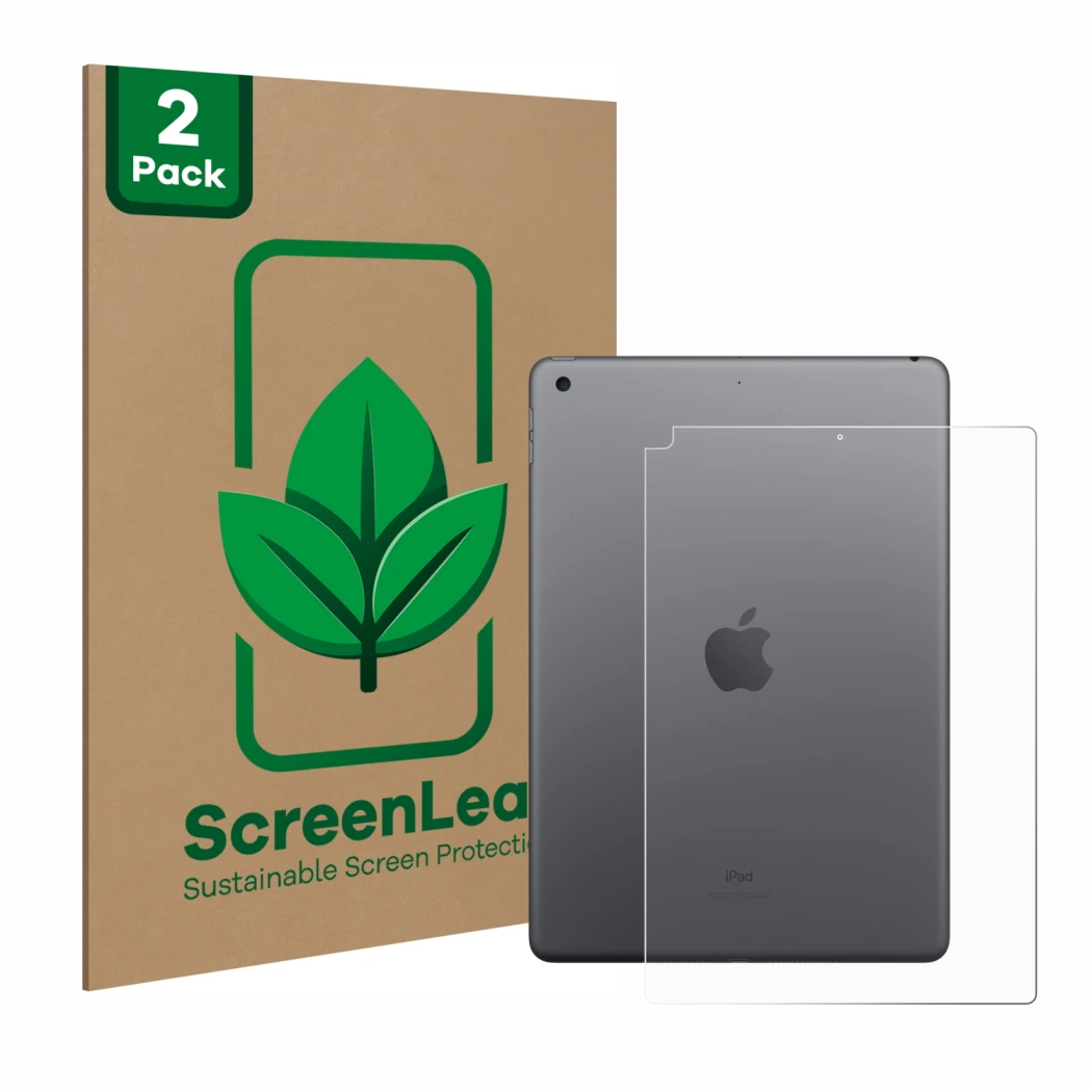 Parte frontale di una confezione del prodotto con il logo del marchio ScreenLeaf. Accanto è raffigurato il dispositivo Apple i