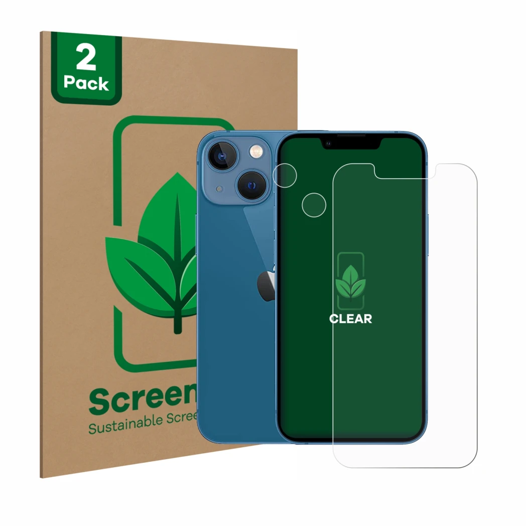 Parte frontale di una confezione del prodotto con il logo del marchio ScreenLeaf. Accanto è raffigurato il dispositivo Apple i