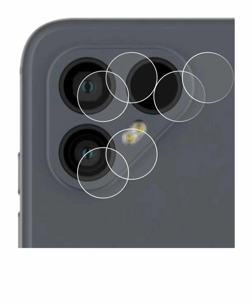 Immagine del dispositivo Fairphone 4 (SOLO Fotocamera) con un'ampia varietà di protezioni per lo schermo.