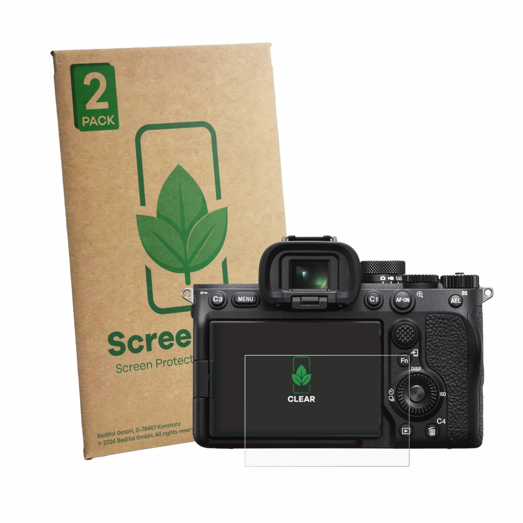 Parte frontale di una confezione del prodotto con il logo del marchio ScreenLeaf. Accanto è raffigurato il dispositivo Sony Al