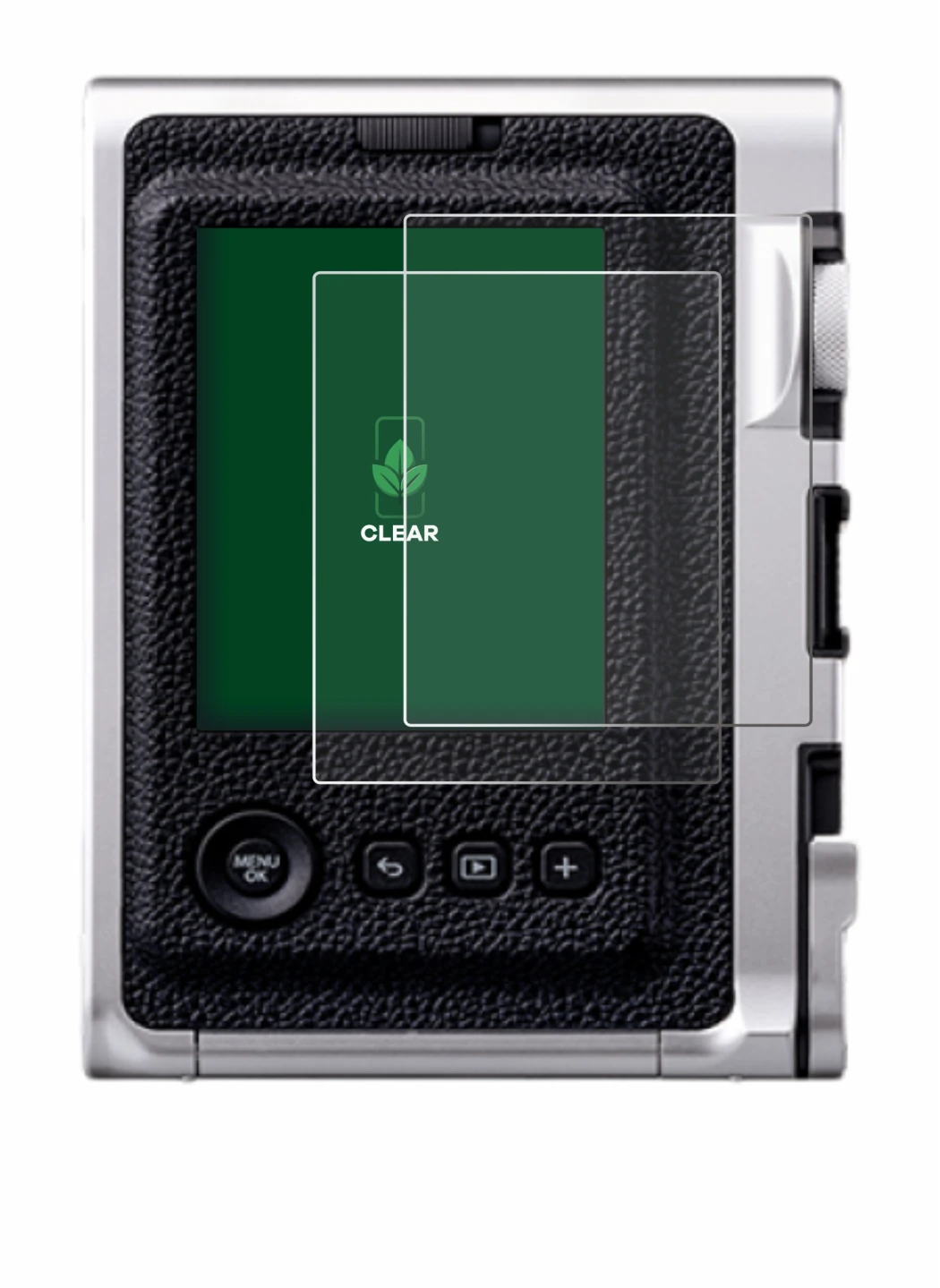 Immagine del dispositivo Fujifilm Instax Mini Evo con un'ampia varietà di protezioni per lo schermo.