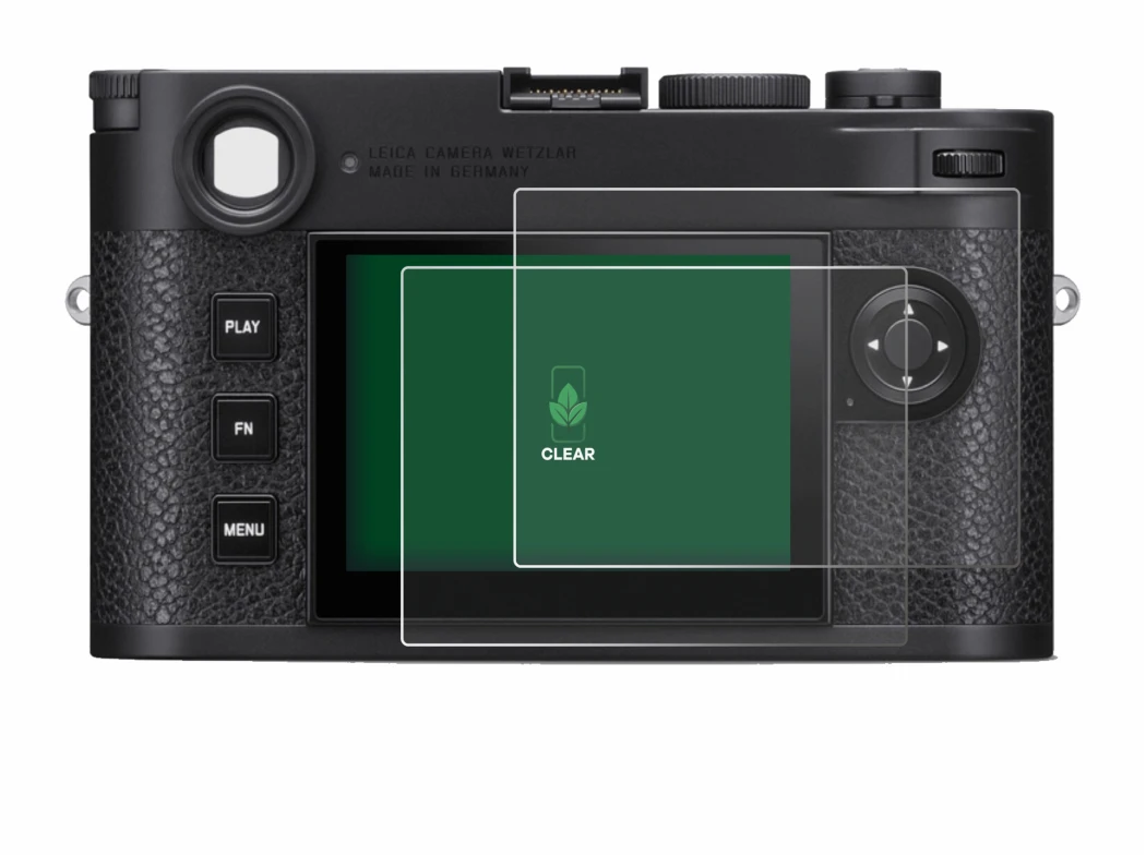 Immagine del dispositivo Leica M11 con un'ampia varietà di protezioni per lo schermo.