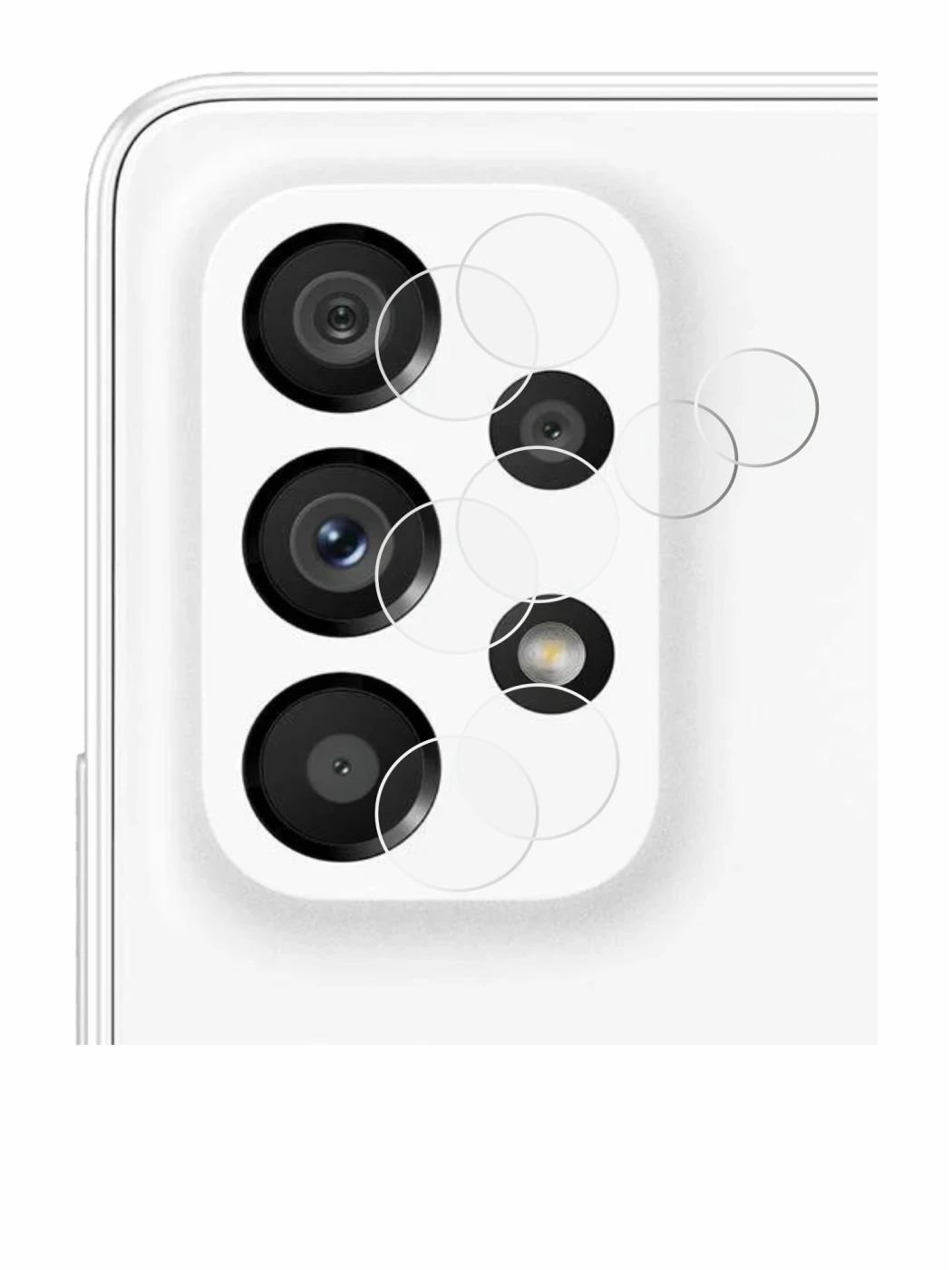 Immagine del dispositivo Samsung Galaxy A53 5G (SOLO Fotocamera) con un'ampia varietà di protezioni per lo schermo.