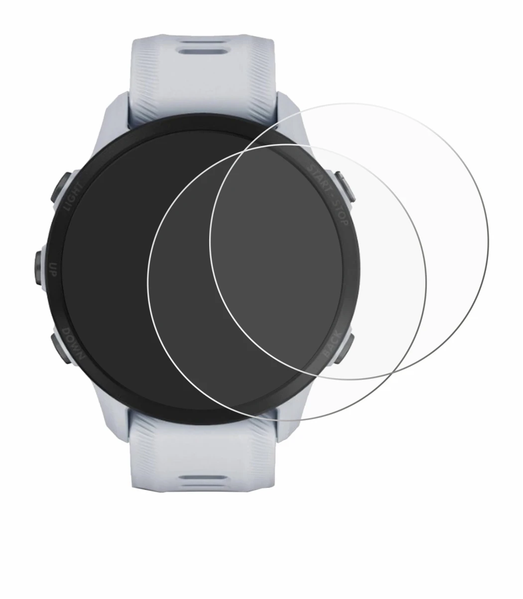 Immagine del dispositivo Garmin Forerunner 955 Solar con un'ampia varietà di protezioni per lo schermo.